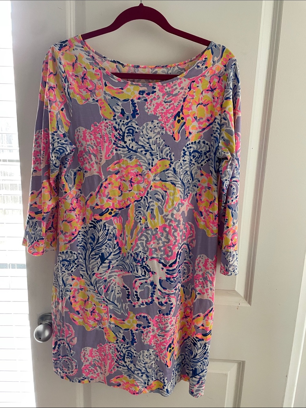 Lilly Pulitzer Floral Print Shift Dress So Snappy Lilac Verbena